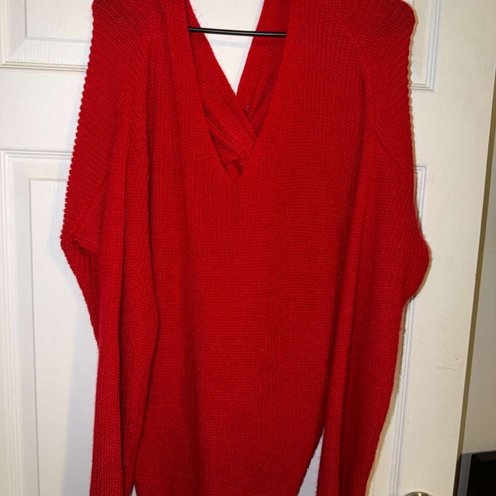 Fashion Nova Bold Red V-Neck Sweater